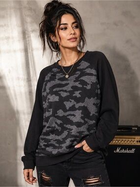 MTA Sport Gray Camo Pullover Sweatshirt XXXL Athleisure Crewneck